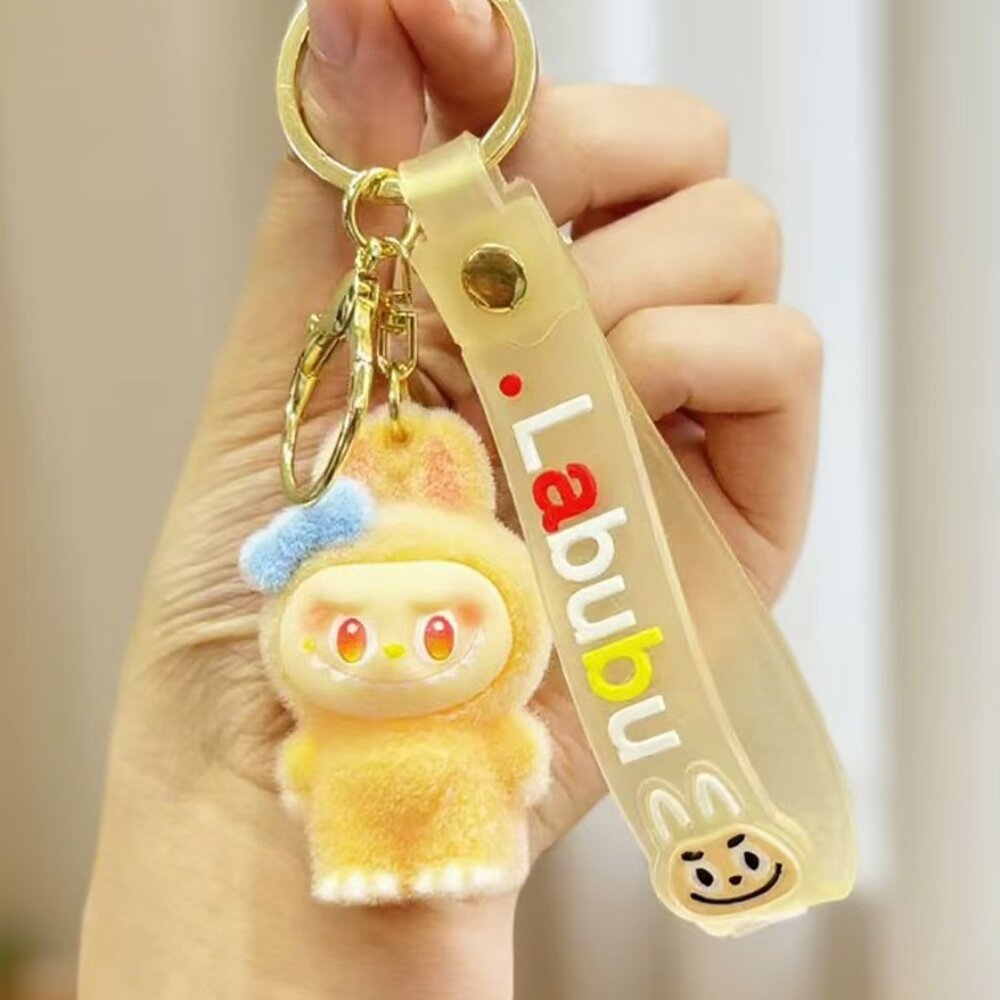 New Cute Yellow Labubu Bunny Keychain dangeler clip